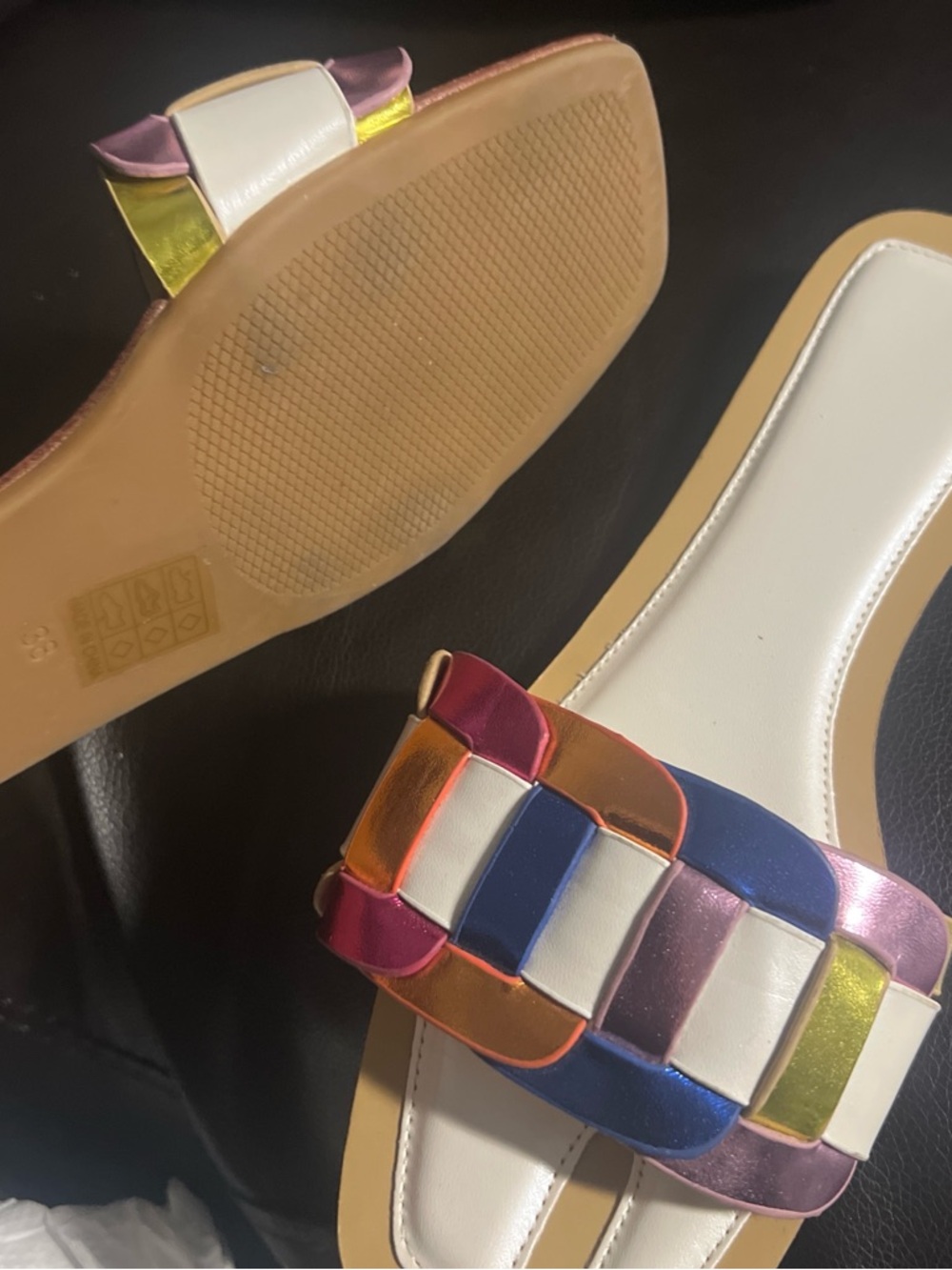 Multicolor Braided Strap Women’s Slide Sandals